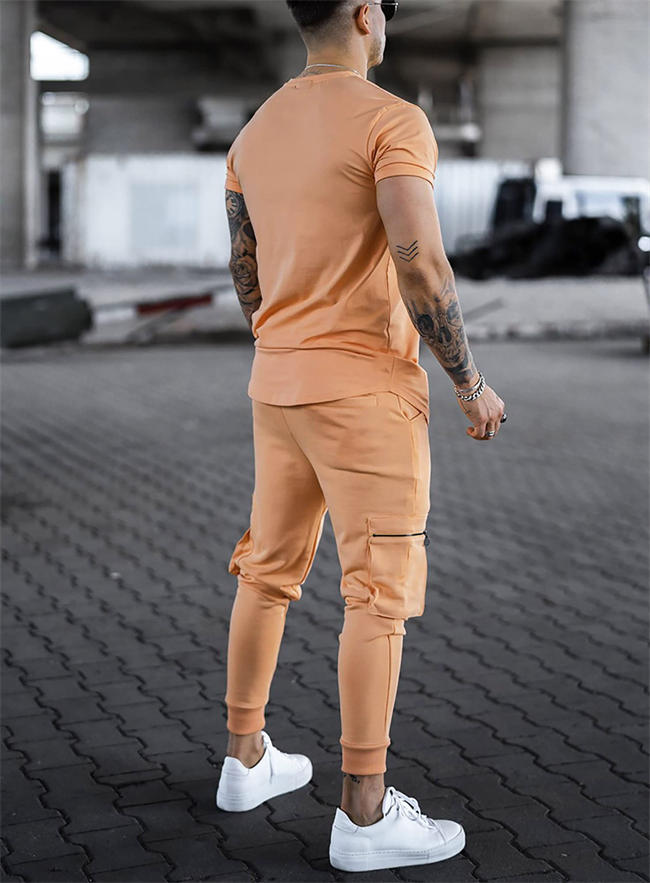 Men casual Tracksuits sportswear short sleeve outfit T-shirt trousers two-piece Short set